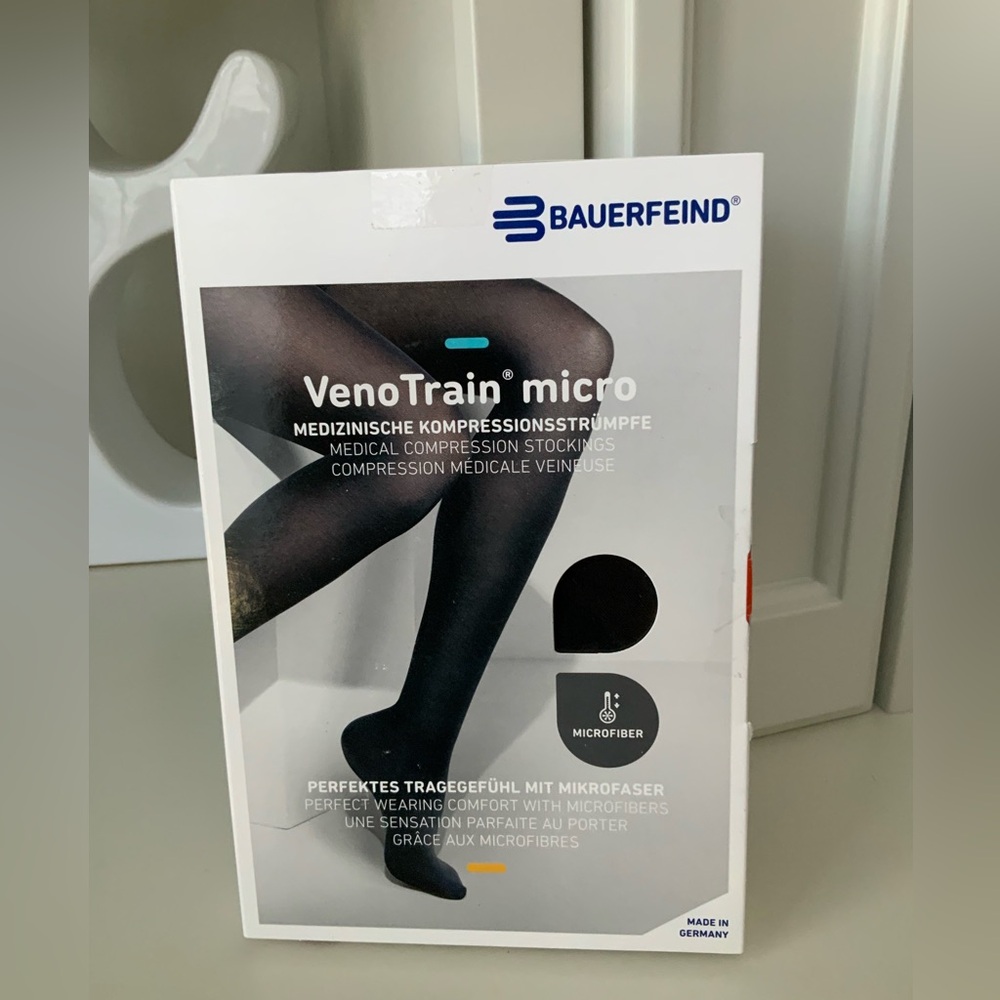 BAUERFEIND Micro Medical compression Stockings Plus Short Black Size Large NEW
